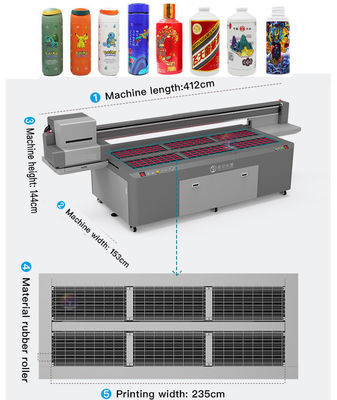 Aanpasbare UV-printer 10 cm Middelgrote en 2500 x 1000 x 1300 mm