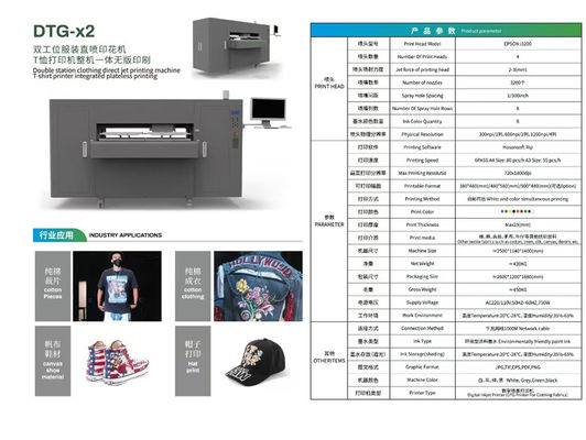 8 Ink Colors DTG Printer met 3200 stuks sproeiers en afdrukbaar formaat 380x480mm/ 480x580mm/ 900x480mm